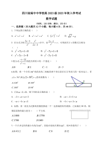 四川省阆中中学校2023-2024学年高一上学期入学考试数学试题