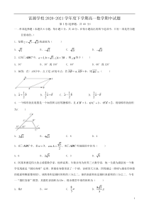 广东省深圳市富源学校2020-2021学年高一下学期期中考试数学试题含答案