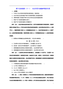 2022届高考生物总复习课时达标能力检测试卷（十一） 光合作用与细胞呼吸的关系 含解析