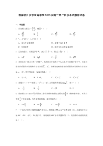 湖南省长沙市周南中学2025届高三上学期第二阶段考试模拟数学试卷 Word版含解析