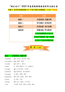 专题01 高考英语课标新增词汇背诵与语境训练1-120词  学生版