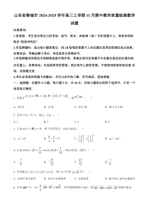 山东省聊城市2025届高三上学期11月期中教学质量检测数学试题