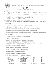 广西壮族自治区贵百河-武鸣高中2024-2025学年高一上学期10月月考试题 化学 Word版含答案