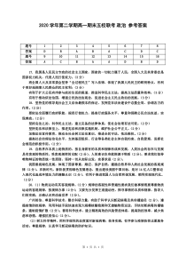 广东省广雅、执信、二中、六中、省实五校2020-2021学年高一下学期期末联考政治答案