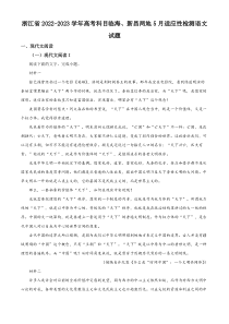 浙江省2022-2023学年高考科目临海、新昌两地5月适应性检测语文试题  