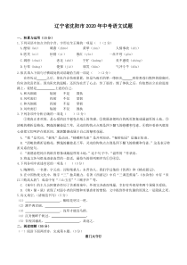 《辽宁中考真题语文》2020年辽宁省沈阳市中考语文试题及答案