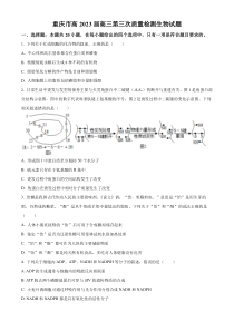 重庆市沙坪坝区南开中学校2022-2023学年高三11月月考生物试题（原卷版）