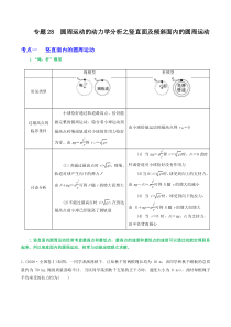 《2023届高三物理一轮复习重难点逐个突破》专题28圆周运动的动力学分析之竖直面及倾斜面内的圆周运动（原卷版）