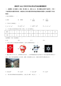 《湖南中考真题数学》2022年湖南省娄底市中考数学真题（原卷版）