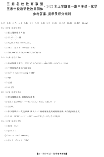 湖南省五市十校教研教改共同体2021-2022学年高一下学期期中考试（4月） 化学答案