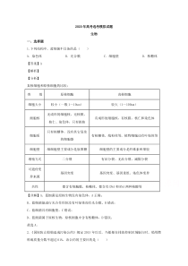 浙江省临海市、乐清市、新昌县2020届高三选考模拟考试生物试题 【精准解析】