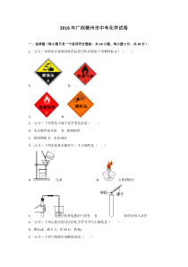 《广西中考真题化学》2016年广西柳州市中考化学试卷及解析