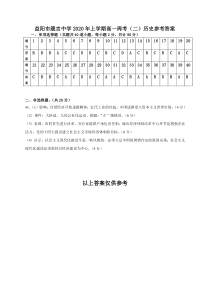 湖南省益阳市箴言中学2019-2020学年高一下学期周考试题历史（5月）（一）参考答案