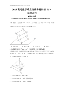 2023高考数学难点突破专题训练（5）：立体几何