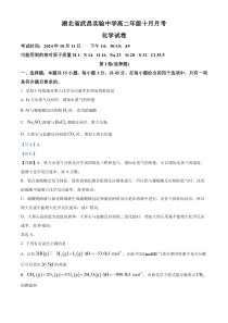 湖北省武昌实验中学2024-2025学年高二上学期10月月考化学试题 Word版含解析