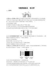 2024年高考复习二轮专项练习化学 专题突破练五　电化学 Word版含解析