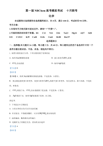 浙江省第一届NBchem2024-2025学年高三上学期高考模拟考试化学试题 Word版含解析