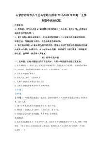 山东省济南市历下区山东师大附中2020-2021学年高一上学期期中考试政治试卷 【精准解析】