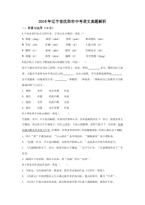 《辽宁中考真题语文》《精准解析》辽宁省沈阳市2019年中考语文试题（原卷版）