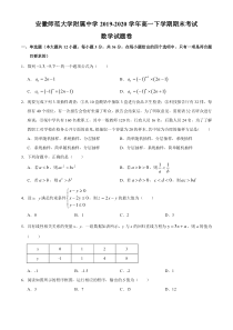 安徽师范大学附属中学2019-2020学年高一下学期期末考试数学试题含答案