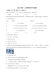 湖南省岳阳市临湘市2024-2025学年高一上学期9月月考化学试题 Word版含答案