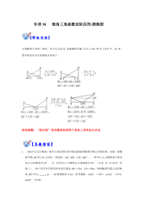 专项38 锐角三角函数实际应用-拥抱型（原卷版）-2022-2023学年九年级数学上册高分突破必练专题