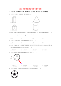 《甘肃中考真题数学》甘肃省武威市2019年中考数学真题试题（含解析）