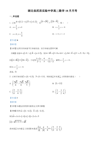 湖北省武汉市武昌实验中学2024-2025学年高二上学期10月月考数学试卷 Word版含解析