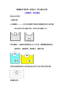 11.浮力难点分析（讲义）（原卷版）-中考科学一轮复习讲练课堂