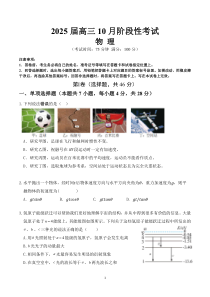 四川省成都市第七中学2024-2025学年高三上学期10月月考物理试题 PDF版含答案