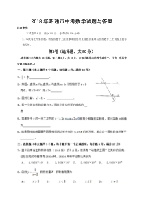 2018年昭通市中考数学试题与答案