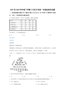 广西壮族自治区田阳高中2019-2020学年高一5月月考地理试题【精准解析】