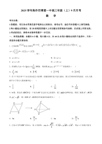 河南省焦作市博爱县第一中学2024-2025学年高三上学期9月月考数学试题 Word版含解析