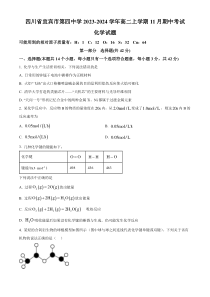 四川省宜宾市第四中学校2023-2024学年高二上学期11月期中考试化学试题  