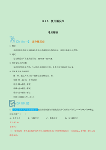 11.1.3  复分解反应 -2022-2023学年九年级化学下册精讲精练（人教版）（解析版）