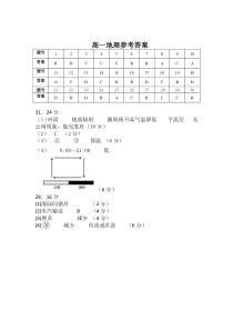 安徽省阜阳市第一中学2024-2025学年高一上学期期中地理试题答案