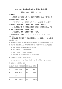 广东省清远市阳山县高中联考2024-2025学年高一上学期11月月考试题 化学 Word版含解析