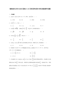 湖南省长沙市2025届高三上学期10月阶段考试数学针对性训练试题