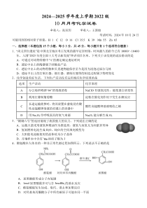 湖北省荆州市沙市中学2024-2025学年高三上学期10月月考化学试题 Word版含解析