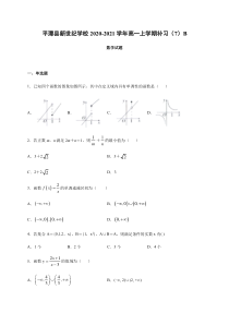 福建省福州市平潭县新世纪学校2020-2021学年高一上学期补习（七）数学试题（B卷） 含答案