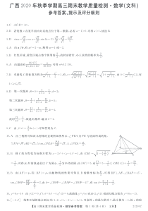 广西河池市2021届高三上学期期末教学质量检测数学（文）试题答案