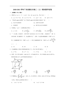 广东省湛江市2020-2021学年高二上学期期末调研考试数学试卷 PDF版含答案