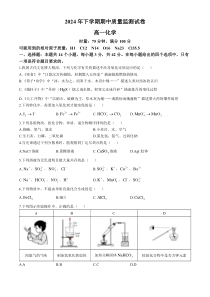 湖南省浏阳市2024-2025学年高一上学期期中质量监测化学试题 Word版含答案