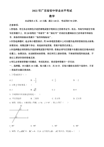 2022年广东省中考数学真题（原卷版）