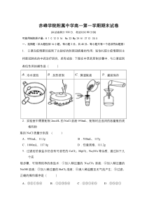 内蒙古赤峰学院附属中学2020-2021学年高一上学期期末考试化学试题 含答案