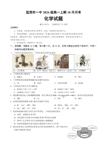 四川省宜宾市第一中学2024-2025学年高一上学期10月月考化学试题 Word版含答案