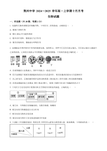 湖北省荆州中学2024-205学年高一上学期10月月考生物试题 Word版