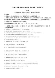 三湘名校教育联盟2023-2024学年高二上学期中联考化学试卷+含答案