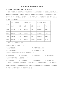 湖南省岳阳市临湘市第二中学2023-2024学年高一下学期6月月考地理试题 Word版