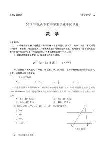 《山东中考真题数学》2014年山东省临沂市中考数学试题及答案